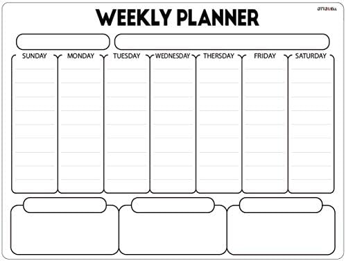 Magnetic Dry Erase Calendar Weekly| 16''x 12'' Refrigerator Calendar | Weekly Planner | Whiteboard Organizer for Fridge | Smart Planner | 4 Colored Markers