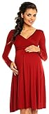 Zeta Ville - Womens Maternity Stretch Dress Empire Waist - Long Sleeves - 890c