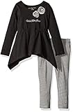 Calvin Klein Little Girls' Toddler Slub Jersey Tunic with Leggings Set, Black, 3T