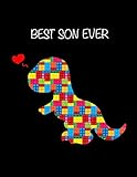 BEST Son Ever: LEGO Valentines Dinosaur Gift for Boys ~ Sketchbook, Sticker Book - Activity Book for Kids, Young Artists Large Notebook 8.5