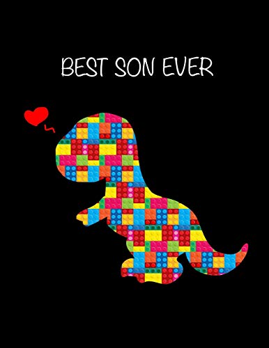 BEST Son Ever: LEGO Valentines Dinosaur Gift for Boys ~ Sketchbook, Sticker Book - Activity Book for Kids, Young Artists Large Notebook 8.5