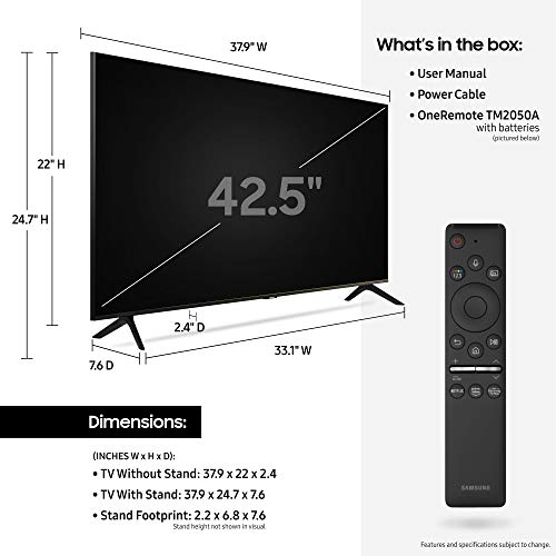 SAMSUNG 43 inch Class Crystal UHD TU 8000 Series 4K UHD HDR Smart TV