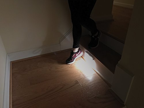 Brilliant Evolution Wireless LED Stair Lights with Motion Sensor - 3-Pack Battery Operated Night Light for Indoor Stairs, Hallways, and Closets - Stick On Motion Lights - 3000K Warm White - 7x2-Inch