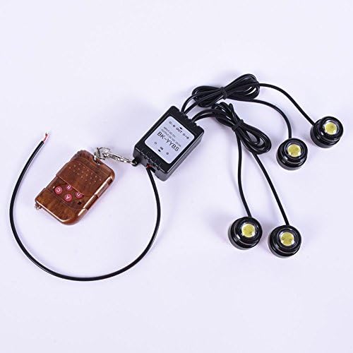 Malcam 4in1 12V 43W Hawkeye LED Car Emergency Strobe Lights (Also Can Be Always Lit )for vehicles DRL Wireless Remote Control Kit (White)