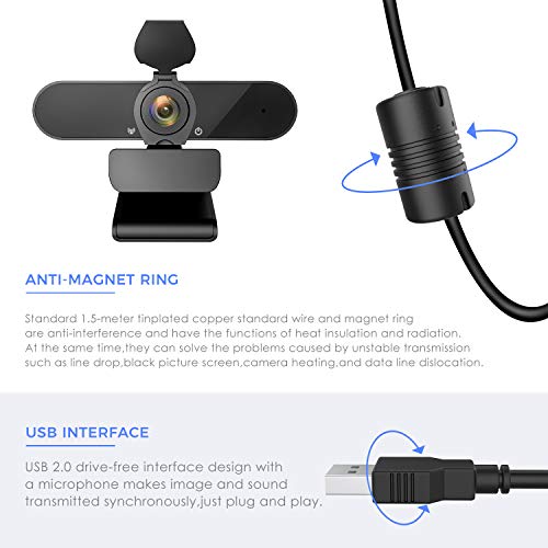 THUSTAR-HD-Webcam-1080p-Web-Camera-with-Microphone-Tripod-Stand-Privacy-Cover-Laptop-Desktop-Full-HD-Video-Webcam-360-Degree-Widescreen-for-Recording-Calling-Conferencing-Gaming