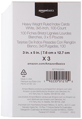 1 AmazonBasics+Heavy+Weight+3x5+Inch+300+Count