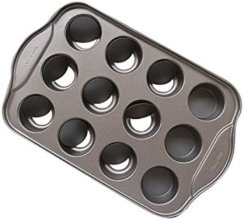Startony Non-Stick 12 Hole Cupcake Muffin Baking Tray Dessert Pan with Loose Bases,Round