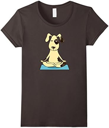 Women's Funny Yoga Dog Lotus Pose Namaste T-shirt, by Zany Brainy Small Asphalt