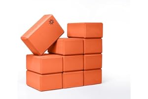 Sunshine Yoga 4" Yoga Block, 10 Pack Bulk EVA Foam Yoga Blocks, Firm and Supportive Yoga Brick, Balance Foam for Stretching, Pilates, and Workout, 4" x 6" x 9"