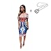 Women Traditional African Dress, Misaky Print Dashiki Bodycon Short Sleeve Dress
