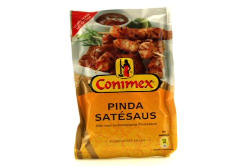 Conimex Pinda Satesaus/Satay Sauce (Poeder in een Zakje/Powder in a Bag) (Sate Peanut Satay Sauce Mix, 6 sate bags)