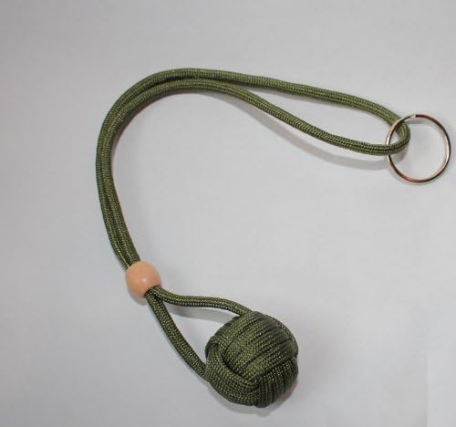 8" Beaded 550 Paracord Monkey Fist keychain 3/4" (Green)