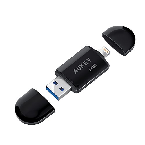 AUKEY iPhone Flash Drive, 64G USB 3.0 Lightning Connector, Apple MFI Certified for iPhone, iPad