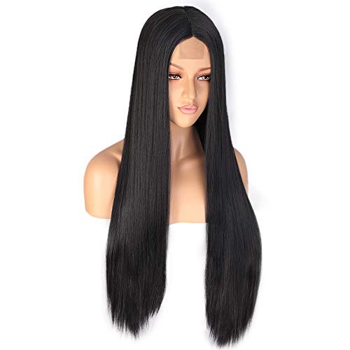 Vigorous 30 Inch Synthetic Straight Long Black Wig Middle Part Wig for Women with Daily Wear Full Wig 30 In Wig.