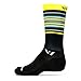 Swiftwick - Aspire Seven, Crew Socks for Cycling, Stripe Black/Yellow/Blue, Medium