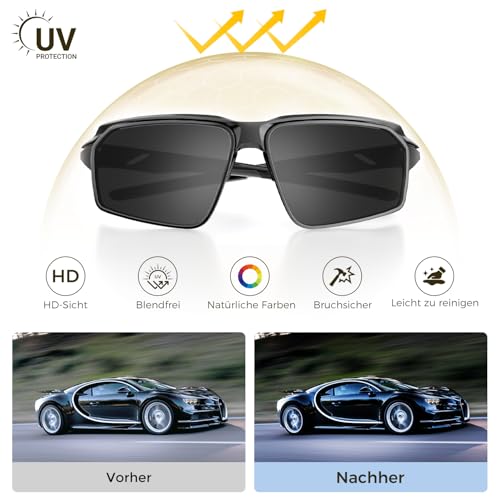 ARAS Sunglasses Men & Women Polarised for Driving, TR90 Lightweight Flexible Frame Sports Glasses, Adjustable Nose Pads, Sports Sunglasses-Men UV400 Fishing and Mountaineering