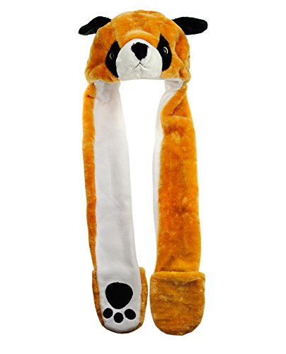 NYFASHION101 Brown Eyed Light Brown Animal Hood with Hand Warmer Mitten Paws