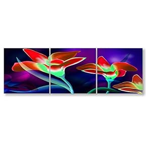 3 Panel Beautiful Flowers Painting Wall Bedroom Living...