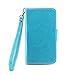 IZENGATE Samsung Galaxy S4 Active I9295 Elegant Floral Skin Premium PU Leather Wallet Flip Case Cover Folio Stand (Turquoise Blue)