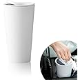 SSNNUU Mini Leakproof Car Trash Can with Lid, 400ML, White, Polypropylene