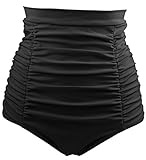 Ebuddy Women Retro High Waisted Bikini Bottom Ruched Swim Short Tankinis