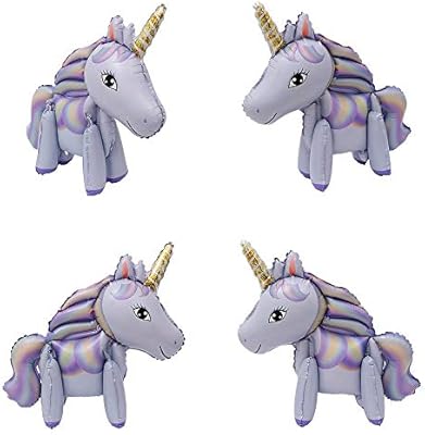 4 Pcs 3d 22 Inch Rainbow Unicorn Balloons Walking Animal Toy Balloons Balloons Aluminum Foil Balloons For Birthday Party Baby Shower Decoration Supplies Purple Buy Online At Best Price In Uae Amazon Ae
