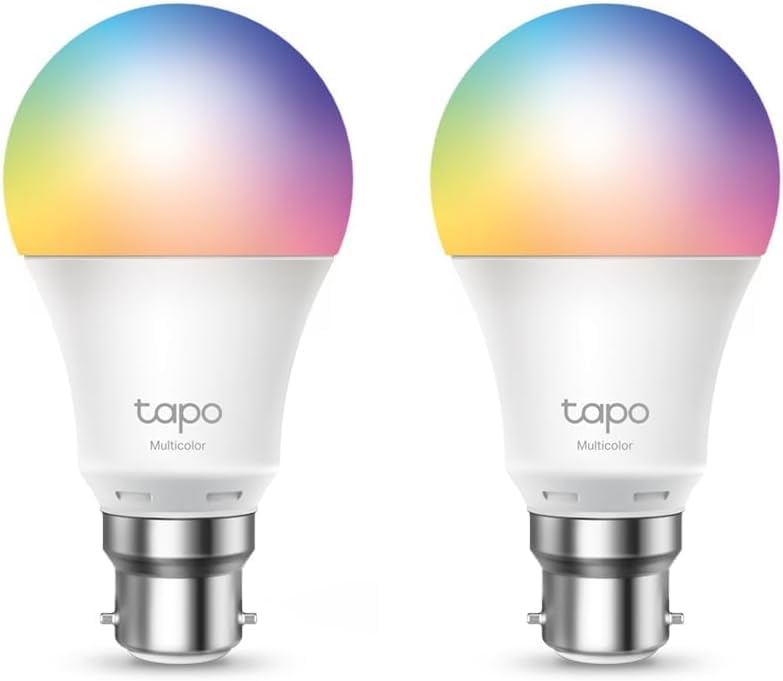Tapo L530B (2-Pack) Smart Bulb, B22 Colour Changing Light Bulb, Alexa Light Bulbs, LED Light Bulb,8.7W (60W), Dimmable, Schedule & Timer, Energy Saving, App Remote Control, Google Voice Control