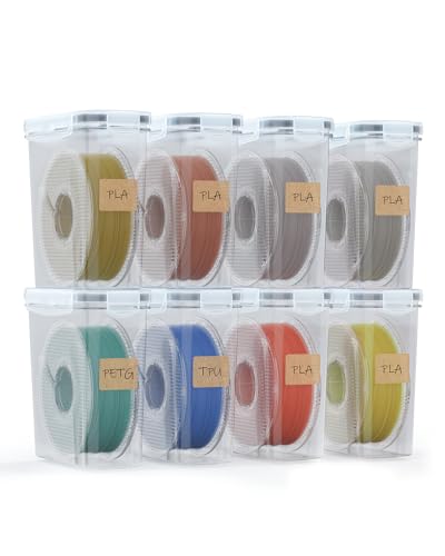 YOOPAI Filament Aufbewahrungsbox - 8 Pack Filament Container für 3D Druck Filament Versiegelung und Schutz - Tragbare Aufbewahrung mit Trockenmittel&E