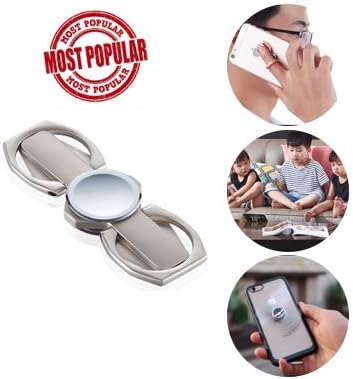 Multi-Function 4-in-1 Universal Phone Ring, Spinning, Kickstand Holder, 360 Degree Rotation Cell Phone Finger Holder Ring for iPhone, iPad, Samsung, HTC, Nokia, Smart Phones, Tablets(Silver)
