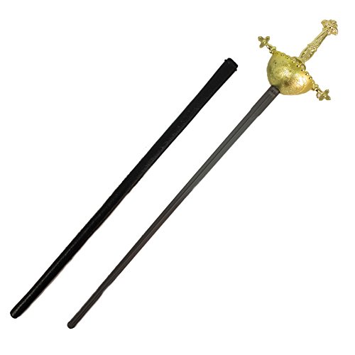 Veil Entertainment Rapier Muskateer Sword With Sheath, Grey Black Gold, 27"