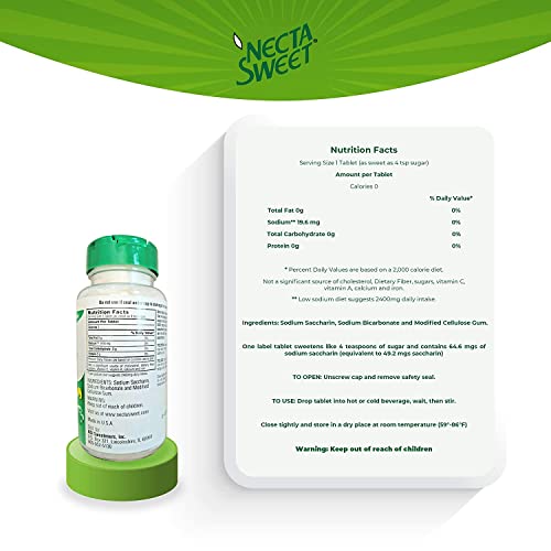 Necta Sweet Saccharin Tablets, 1Grain, 1000 Tablet Bottle Pricepulse