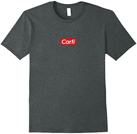 Mens Carti Red Box Logo T-Shirt | Fitted 2XL Dark Heather