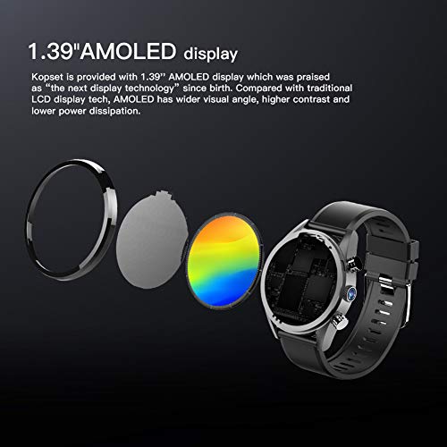 yanbirdfx Kospet Hope Lite 1G+16G 4G IP67 GPS 8.0MP Camera Heart Rate Monitor Smart Watch - Silicone Strap Black - Thumbnail 3