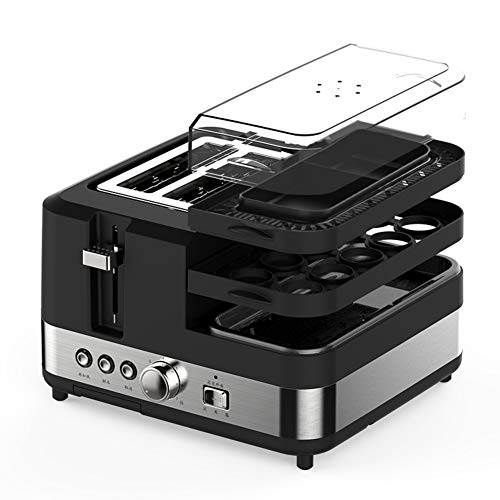 Click Here to See More Images LJ-MBJ Multifunction Toaster, 2-Slice Toaster, Fully Automatic Household Breakfast Bread Baking Machine, Wide Slot, Steamed Egg-A
