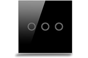 3-Gang 1-Way Touch Light Switch for LED and Incandescent Bulbs, Single Live Wire Control, 110-240V AC, 86-Type Wall Plate wit