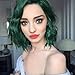 ENTRANCED STYLES Synthetic Wigs for Women Green Color Bob Curly Wig with Side Parting Heat Resistant Fiber Womens Wig for Cosplay,Party&Daily Use Costume Wig