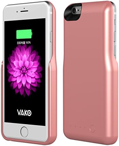 iPhone 6 Battery Case, VAKO 5000 mAh iPhone 6s Battery Charger Case, Power Bank Case Rechargeable Protective Case for iPhone 6S (4.7 inch) (Rose Gold)