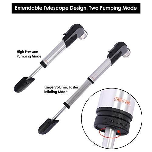 image for WOTOW Bike Frame Mini Pump, Bicycle Portable Pump Fit Presta & Schrade