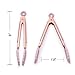 COOK WITH COLOR Tongs for Cooking Stainless Steel and Silicone Set of Two 6” Rose Gold Mini Nonstick Kitchen Tongs with Silicone Tips Small Tongs Appetizer Tongs Sugar Tongs Salad Tongs (Pink)