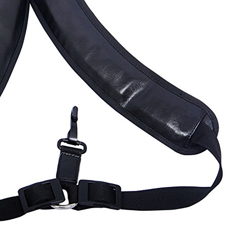 EaseIcon Elegant Soft-Padded Sax Single Shoulder Leather Strap Sling [Extra Comfortable Design] Adjustable Hook Harness Belt - Ideal for Tenor and Alto Saxophone (Black) - Thumbnail 4