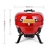 TUSY-Ceramic-Griller-Charcoal-Grill-Advanced-Portable-Red-12-Inch-Foldable-Barbecue-Grilling-Charcoal-Oven-with-Digital-Thermometer