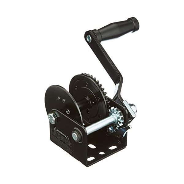 Toolland Handseilwinde, Mini Seilwinde manuell, Bootswinde mit Kurbel, Drahtseil Handseilzug fÃ¼r AnhÃ¤nger Boot, max. last 250 kg, handbetrieben, Ãbersetzung 3.1:1, schwarz, Edelstahl – Bild 3