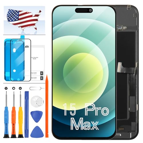 Photo 1 of Incell for iPhone 15 Pro Max Screen Replacement,6.7 Inch for iPhone 15 Pro Max A2849/A3105/A3106/A3108 LCD Display 3D Touch Screen Digitizer Full Assembly with Repair Kit (Black)