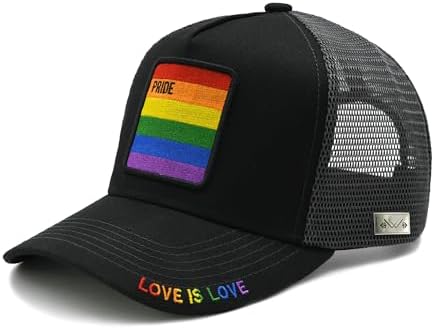 Pride Rainbow Panel Snapback Hat LGBT Bright Trucker Baseball Cap