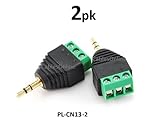CablesOnline 3.5mm (1/8in) Stereo Male Plug to AV 3-Screw Terminal Block Balum Connector, (2-PACK)(PL-CN13-2)
