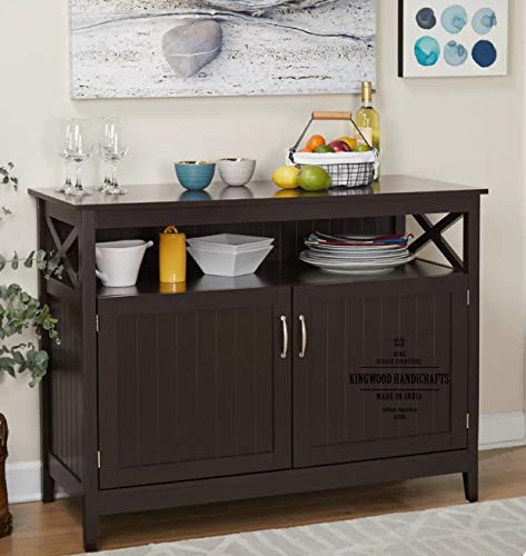 KINGWOOD FURNITURE Cabinet & Sideboard for Kitchen and Living Room in Sheesham Wood (Walnut)