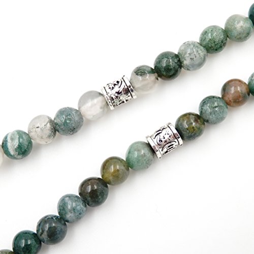 Malahill Mala Beads Bracelet, Buddhist Mala Prayer Beads, Buddha Bless Me Statement Necklace (Indian Agate)