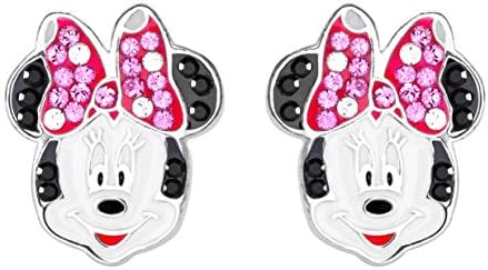 Disney Minnie Mouse Crystal Bow Sterling Silver Stud Earrings