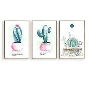3 Piece Canvas Wall Art for Living Room, Bedroom Green Plants Framed Canvas Prints for Home Decoration Ready to Hang - 16"x24"x3 Panels