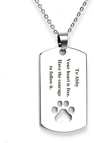 Shefine Custom Name Necklace, ID Tag Pendant with Hollow-carved Paw Pattern for Women/Men, Kids and the Elderly with 20 Inch Chain